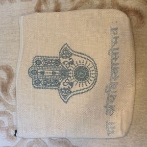 Burlap hamsa toiletry bag, medium sized